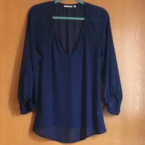 Halogen Sheer Peasant Blouse